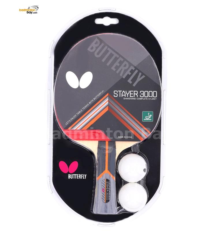 Butterfly Stayer 3000 Shakehand FL Table Tennis Racket with Rubber and 2 Balls